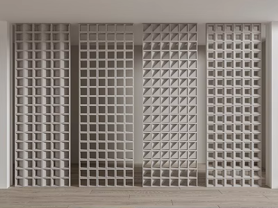 Modern White Room Dividers With Geometric Grid Patterns For Interior Space 3d model