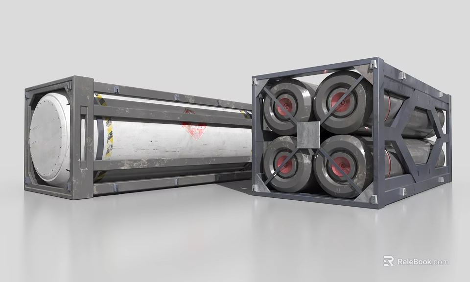 Industrial Equipment With Steel Frame And Multiple Cylindrical Storage Containers 3d model 
