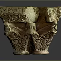 Carved Wood And Stone Decorative Column Base With Intricate Artistic Patterns 3d model