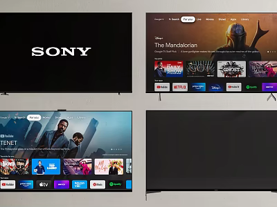 Sony Smart TV Displaying Streaming Movies And Shows With High Definition Screen 3d model
