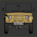 Vintage Yellow Open Top Military Vehicle with Rugged Off Road Exterior Design