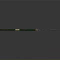 Traditional Ancient Weapon With Green Handle Sharp Metal Blade And Golden Accents
