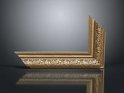 Elegant Golden Picture Frame With Ornate Carvings For Home Decor Use 3d model