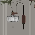 Vintage Wall Lamp With Glass Shade Wooden Base And Crystal Pendant Decor