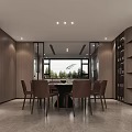 Modern Loft Living Room With Marble Wall And Large Windows
