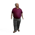Man in Maroon Shirt and Gray Pants Standing in White Background