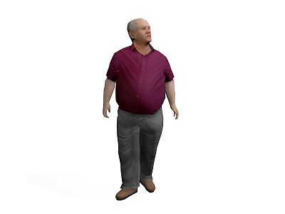 Man in Maroon Shirt and Gray Pants Standing in White Background 3d model