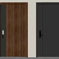 Modern Security Door Designs With Wood Grain And Dark Gray Finishes And Secure Locks