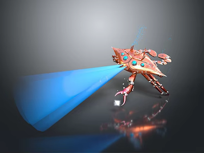 Metallic Commercial Equipment with Blue Dots and Mechanical Arm Emitting Blue Beam 3d model