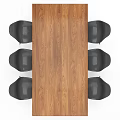 Modern Wooden Dining Table With Gray Chairs And Black Metal Frame