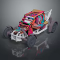 Colorful Off Road Vehicle Model Showcasing Exposed Frame Large Wheels And Complex Interior