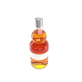 Fresh Orange Juice in Rounded Glass Bottle with Silver Cap and White Label