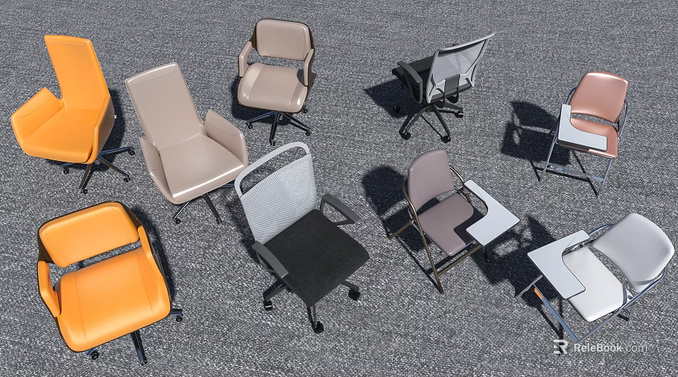 Ergonomic Office Chairs With Modern Design Multiple Colors Mesh Back And Adjustable Seats 3d model