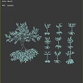 Detailed Illustration Of White Trees With Various Root And Branch Shapes