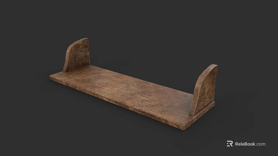 Rustic Wooden Shelf With Curved Ends For Home Decoration And Storage 3d model 