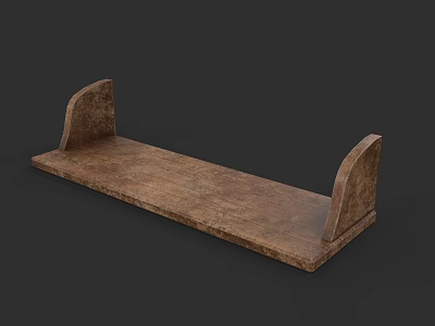 Rustic Wooden Shelf With Curved Ends For Home Decoration And Storage 3d model