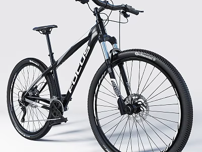Black Focus Mountain Bike Featuring Suspension Fork Large Tires And Disc Brakes 3d model