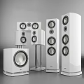 Modern Audio Speaker System With Various Types Sleek Black Design And Metal Stands