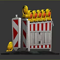 Traffic Control Barriers With Red White Stripes And Warning Lights