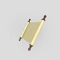 Antique Scroll with Wooden Handles and Cream Colored Parchment Paper