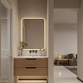 Modern Wooden Bathroom Cabinet With Backlit Mirror Storage Drawers And Toiletries