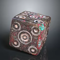 Decorative Dice With Circular Patterns And Textured Red Green Copper Surface On Black Background