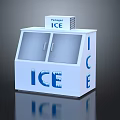 Refrigerated Ice Freezer Double Door with Transparent Glass and Blue ICE Lettering Design