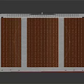 Red Flatbed Trailer With Brown Loading Surface Multiple Wheels And Long Structure