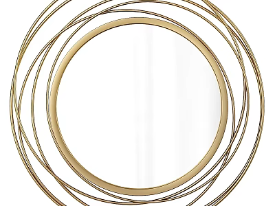 Modern Decorative Golden Circular Mirror with Multiple Rings Frame Design 3d model