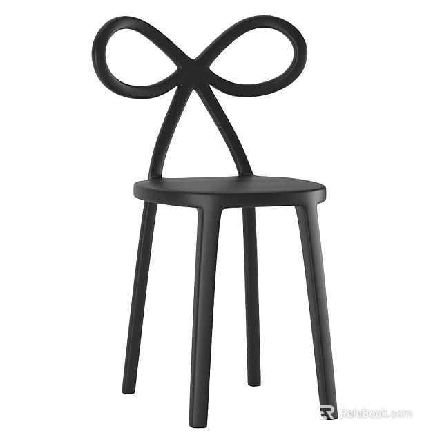 Modern Black Stool With Unique Cross Backrest And Sleek Curved Legs Design 3d model 