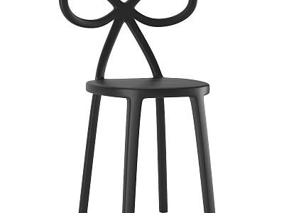Modern Black Stool With Unique Cross Backrest And Sleek Curved Legs Design 3d model