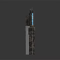 Futuristic Multilayer Tower Building Model With Digital Screens And Neon Lights