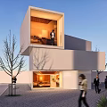 Modern Detached Villa Exterior Design With Two Story Structure And Large Glass Windows