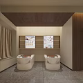 Elegant Beauty Hair Salon Interior Design With Stylish Chairs And Wooden Reception Desk