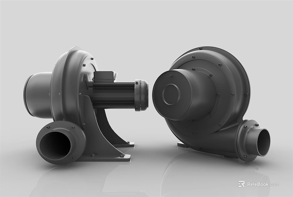 Industrial Blower Equipment With Heavy Duty Motor And Robust Metal Structure Design 3d model 