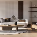Quiet sofa tea table combination multi-person sofa side chandelier leisure chair combination 3d model