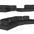 Modern Multiplayer Sofa Leather Sofa Pillow Reading Sofa 3d model