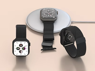 Collection Of Smart Watches With Diverse Designs And Black Straps 3d model