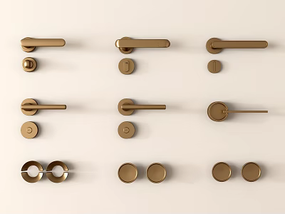French door handle metal handle 3d model