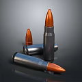 3D Rendered Bullets With Copper Tips And Metallic Casings Arranged On Dark Surface