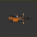 Orange Industrial Telehandler With Extendable Boom Fork Attachment And Black Tires 3d model