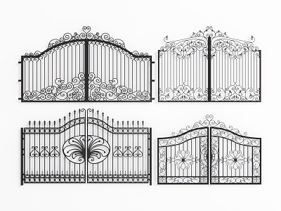 Wrought Iron Courtyard Door Modern Gate 3d model