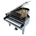 Black Grand Piano With Glossy Exterior And Classic Style