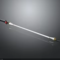 Fantasy Polearm Weapon With White Shaft Golden Accents And Red Gemstone Tip