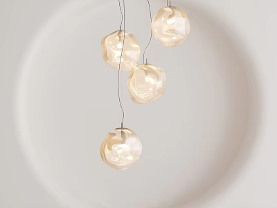 Modern Spherical Pendant Lights with Transparent Frosted Globes and Soft Lighting in Light Background 3d model