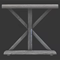 White Wooden Outdoor Side Table Featuring Slatted Top Cross Legs And Round Hole Detail
