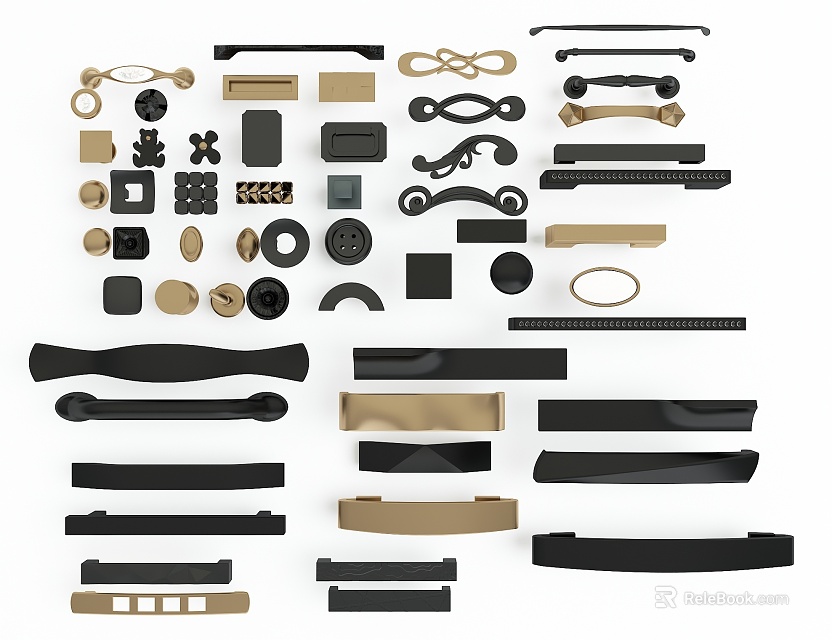 Collection Of Door Handles With Various Designs And Materials For Home Use 3d model 