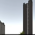 High Rise Residential Buildings With Modern Facade And Palm Trees In Evening Light