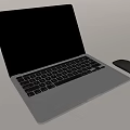 Apple Silver MacBook Laptop With Black Screen And Wireless Mouse 3d model
