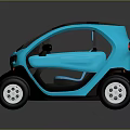 Stylish Blue Compact Two Seater Electric Car With Modern Design And Urban Appeal